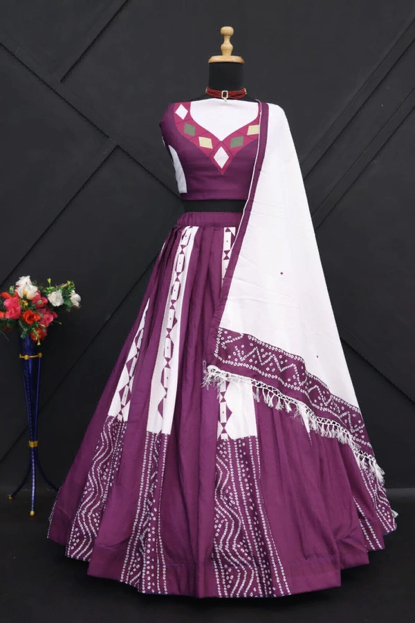 RK COLLECTIONS Cotton LEHENGA COLLECTIONS - Pigment Indigo