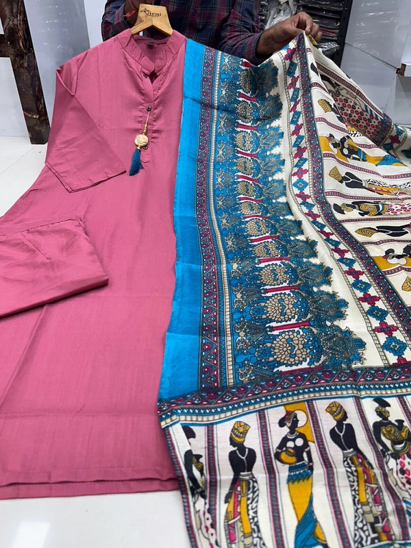 Goswami Traders  Solid Pink Colour fully stitched ethnic set - Pink, M
