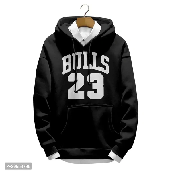 Bull 23 Printed Hoodie Sweatshirt for Men - - Black, L