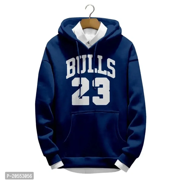 Bull 23 Printed Hoodie Sweatshirt for Men - - Navy Blue, XXL