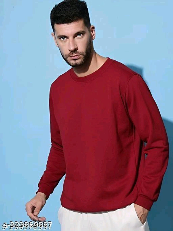 Cozy Crewneck & Full Sleeves: Your Winter Essential! - Red, XL