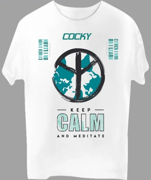 Cocky White Dry Fit Fabric With Design Top Most Selling T-Shirt - White, Xl