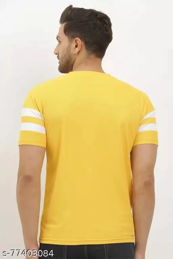 Mens Stylist Striped Round Neck Tshirt - Yellow, Xl