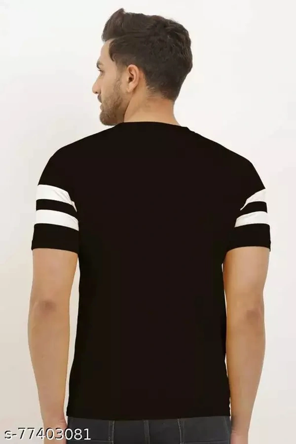 Mens Stylist Striped Round Neck Tshirt - Black, Xl