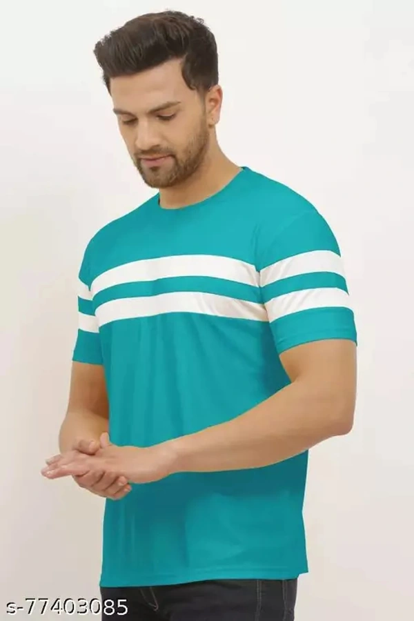Mens Stylist Striped Round Neck Tshirt - Half Baked, L