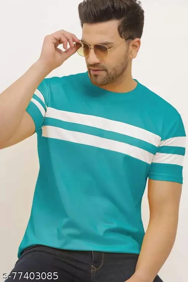 Mens Stylist Striped Round Neck Tshirt - Half Baked, Xl