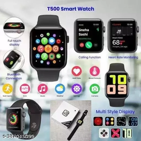 T500 Black Bluetooth Calling Watch, HD Touch 1.67 Display, 20+ Watch Faces Smartwatch (Black Strap, 1.65 Inch Large Display)4 - Free