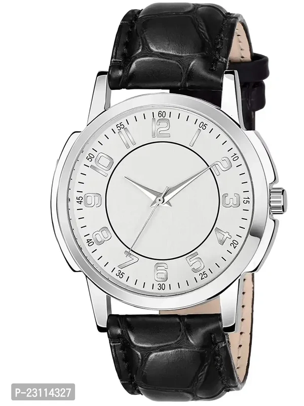 Stylish Analog Watch For Boys And Men With Leather Stap Black