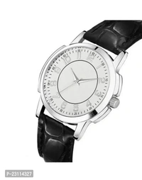 Stylish Analog Watch For Boys And Men With Leather Stap Black