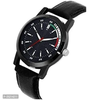 Analog Watch For Men And Boys With Date With Leather Stap Black