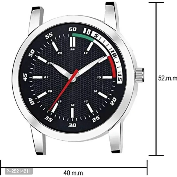 Analog Watch For Men And Boys With Date With Leather Stap Black