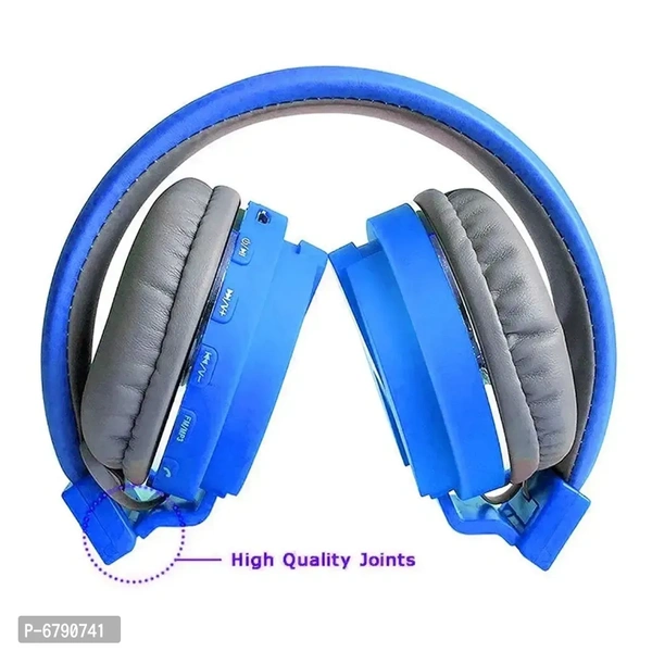 SH-12 Blue Wireless And Wired Headphones With Sd Card Support You Can Use With Bluetooth Or Aux Cable Or With Sd Card Best Quality With Bluetooth Virsion 5.0 Foldable 