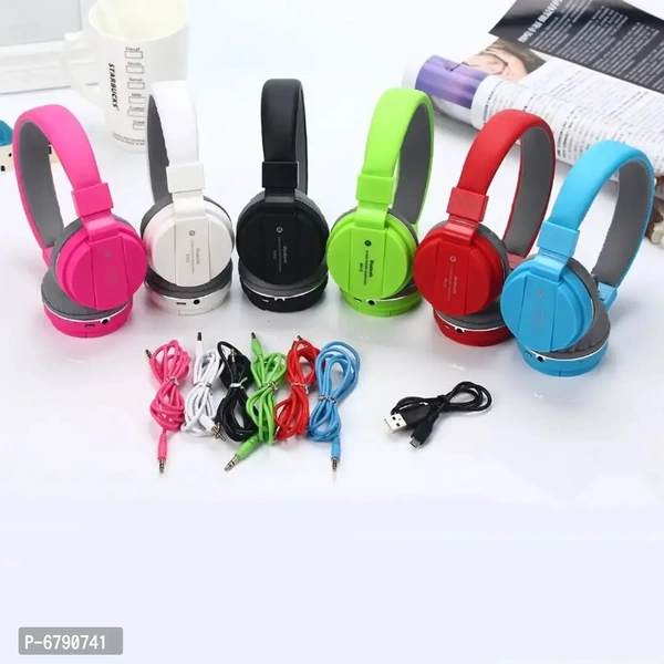SH-12 Blue Wireless And Wired Headphones With Sd Card Support You Can Use With Bluetooth Or Aux Cable Or With Sd Card Best Quality With Bluetooth Virsion 5.0 Foldable 