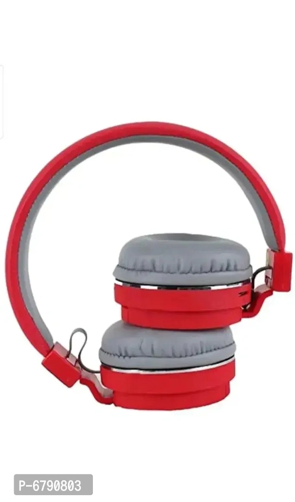 SH-12 Red Wireless And Wired Headphones With Sd Card Support You Can Use With Bluetooth Or Aux Cable Or With Sd Card Best Quality With Bluetooth Virsion 5.0 Foldable 