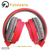 SH-12 Red Wireless And Wired Headphones With Sd Card Support You Can Use With Bluetooth Or Aux Cable Or With Sd Card Best Quality With Bluetooth Virsion 5.0 Foldable 