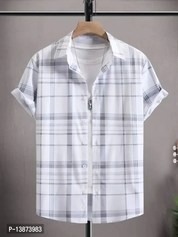 White Checked Shirt For Cool Boys  - White, M