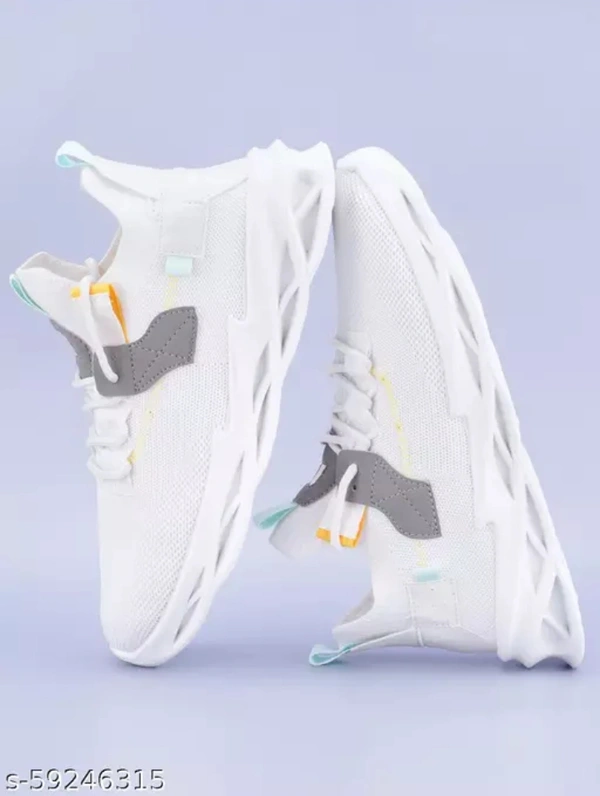 White Sports Shoe For Boys Unique Shoe Sports Pvc Used Material  - White, 9