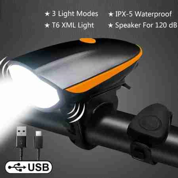 2 In 1 Cycle Headlight Bulb Ip X53 Rating With Horn And Inbuilt 120db 