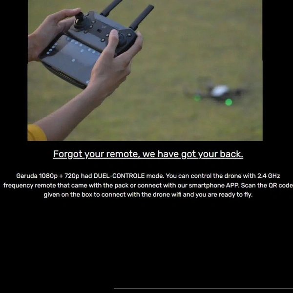 GARUDA 1080 BLACK| WiFi HD 1080P + 720 P FPV Dual Camera | BOX VERSION | Position Locking Drone