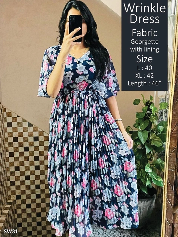 Pink Wrinkle Frok Dress For Cute Girls - Xl, Black
