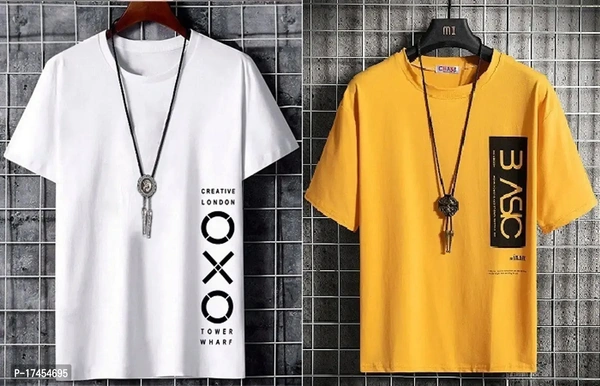 Basic Stylish Round Necked Polyester T Shirts For Boys Pack Of 2 - M
