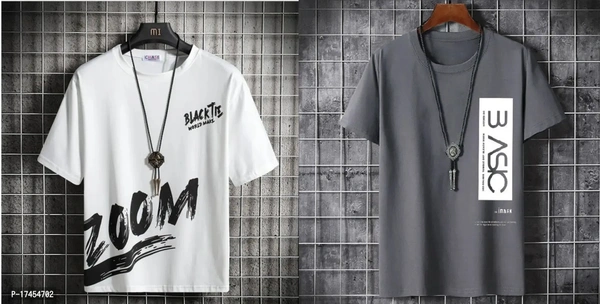 Basic Stylish Round Necked Polyester T Shirts For Boys Pack Of 2 - S