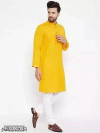 Stylish Men Kurtas , Fashionable Men , Kurtas Essential Men Kurtas || Men's Simple Kurta , (Festival,Birthday,Wedding, Ceremony, Casual, Engagement,Party And dandiya nights) MenS Cotton Kurta Only Style Soild  - Yellow, S