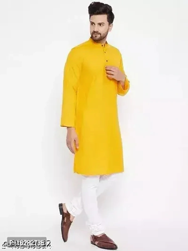 Stylish Men Kurtas , Fashionable Men , Kurtas Essential Men Kurtas || Men's Simple Kurta , (Festival,Birthday,Wedding, Ceremony, Casual, Engagement,Party And dandiya nights) MenS Cotton Kurta Only Style Soild  - Yellow, S