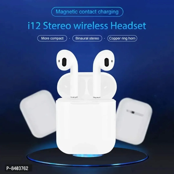 I12 Airpods 48 Hours Of Battery Backup White Airpods With Touch Controls Easy To Connect Bluetooth 5.1 With Lightning Cable