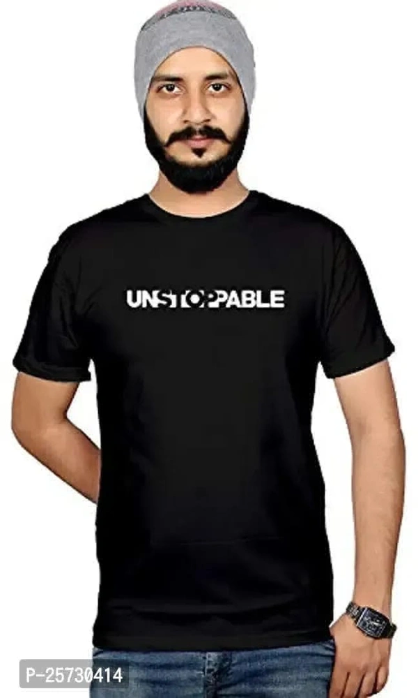 Black rounded t shirt for boys unstoppable round neck t shirt - Black, XL