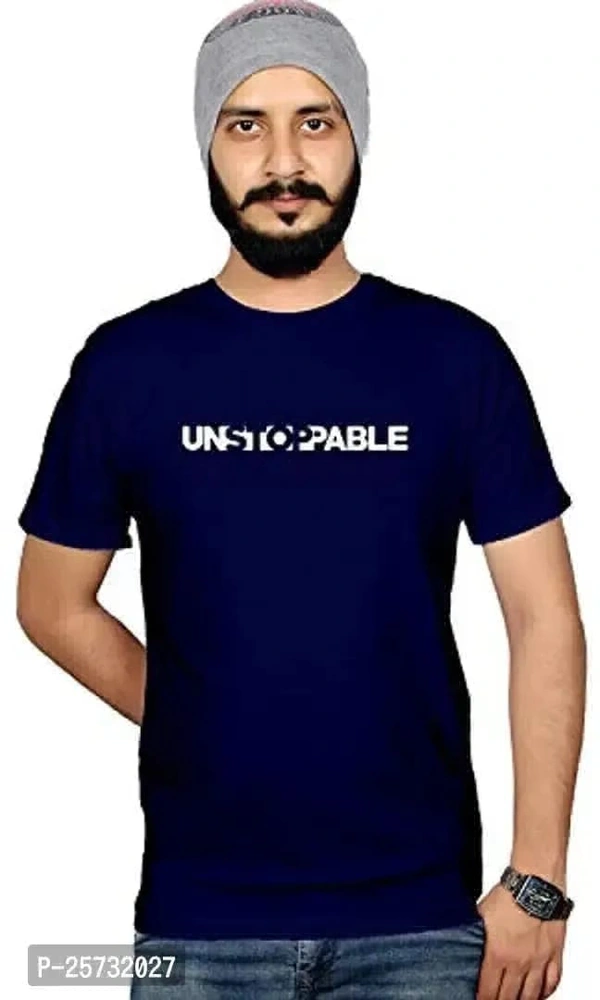 Blue rounded t shirt for boys unstoppable round neck t shirt - S
