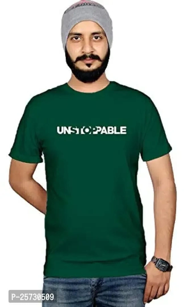 Green rounded t shirt for boys unstoppable round neck t shirt - Blue Stone, M