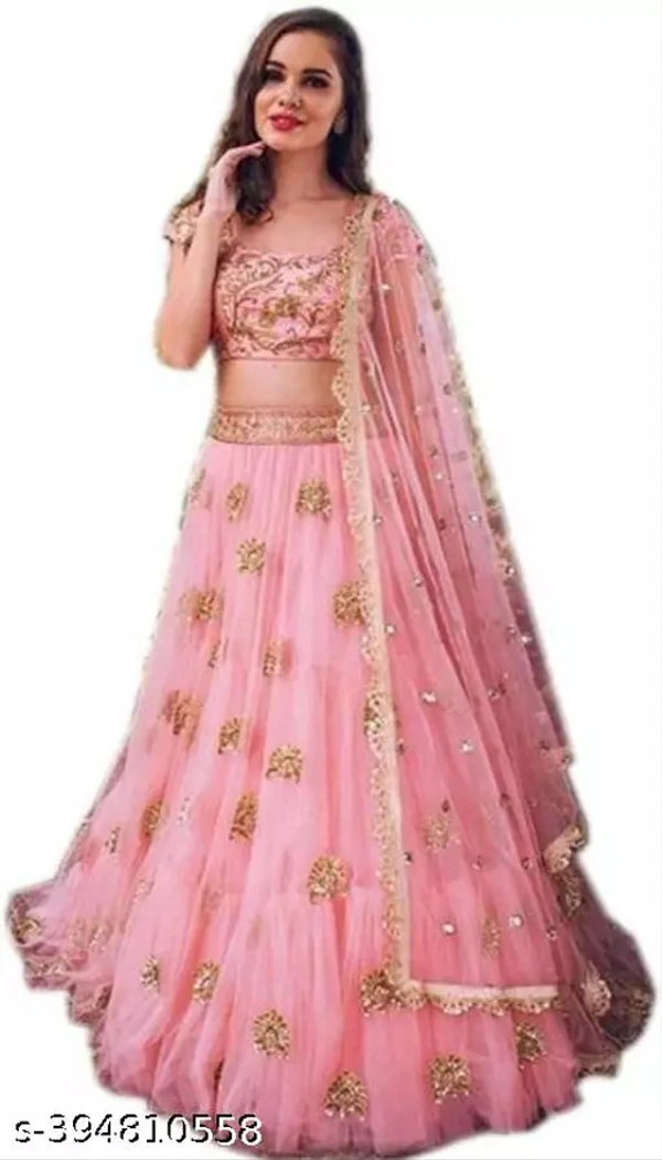 Women Pink Lehenga Choli - UnStitched