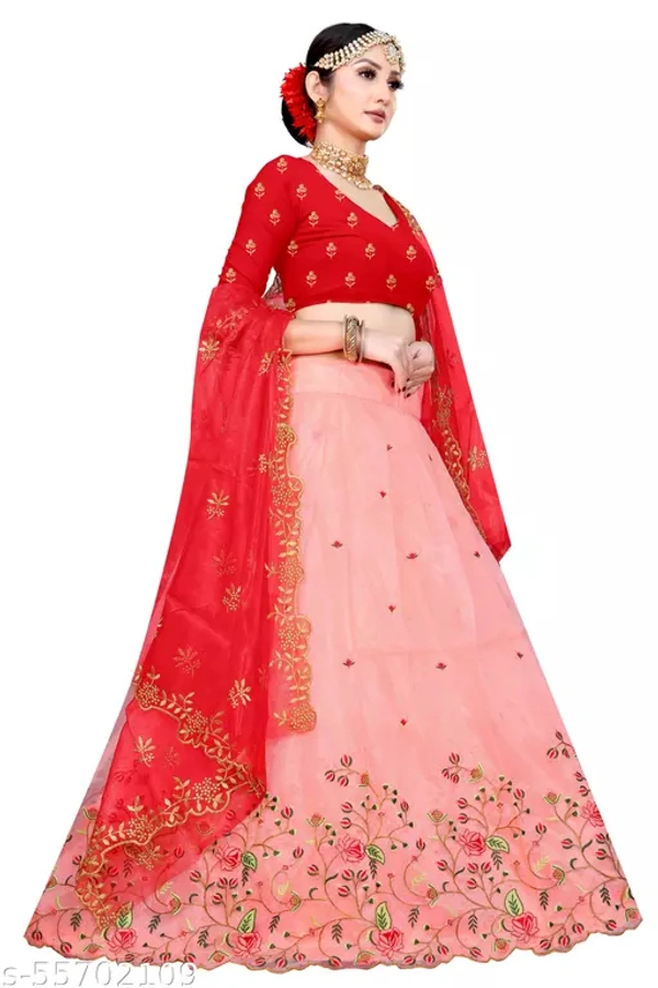 Pink Heave Lehenga Choli For Girls - Semi Stitched