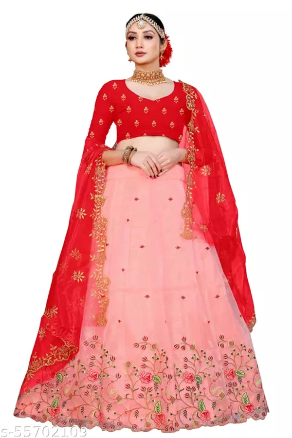 Pink Heave Lehenga Choli For Girls - Semi Stitched