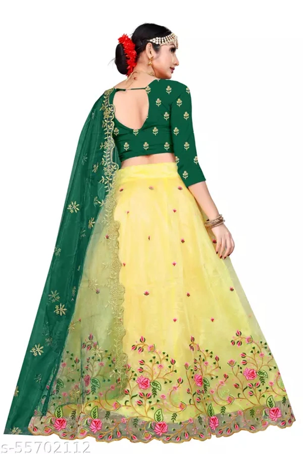 Yellow Heavy Lehenga  - Semi Stitched