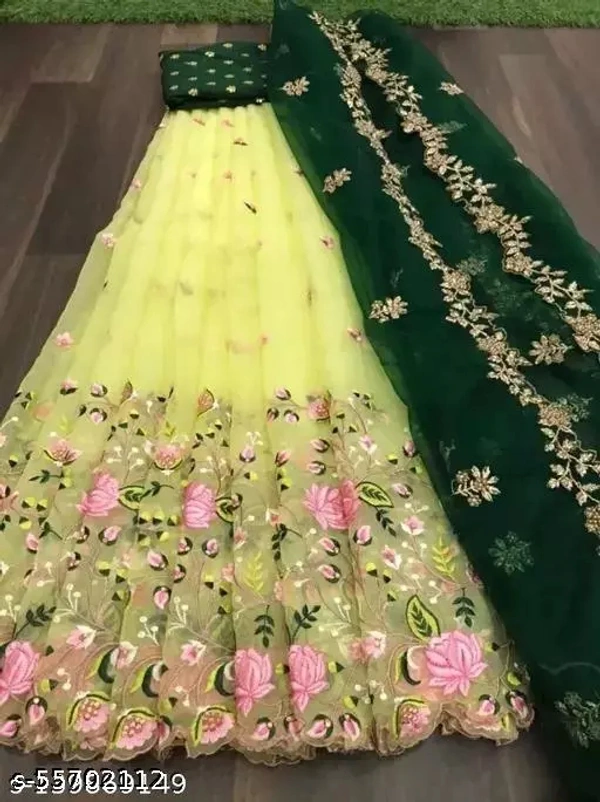 Yellow Heavy Lehenga  - Semi Stitched