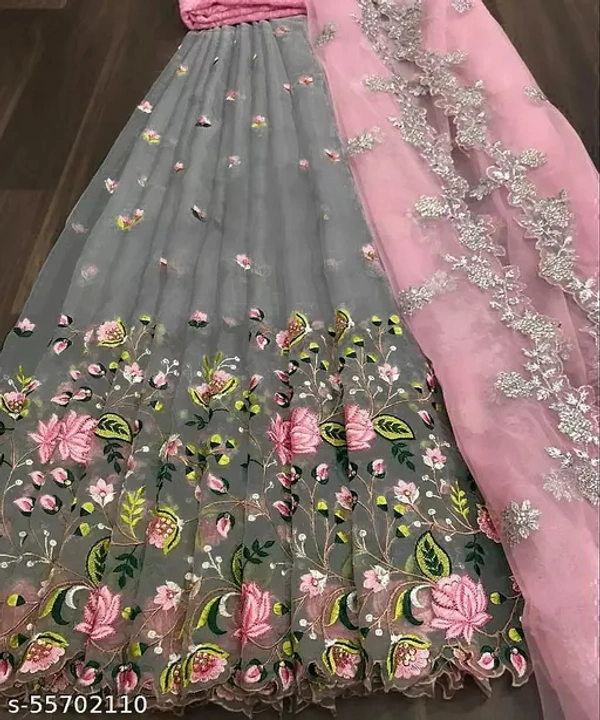 Grey Cool Looking Lehengas For Girls - Semi Stitched
