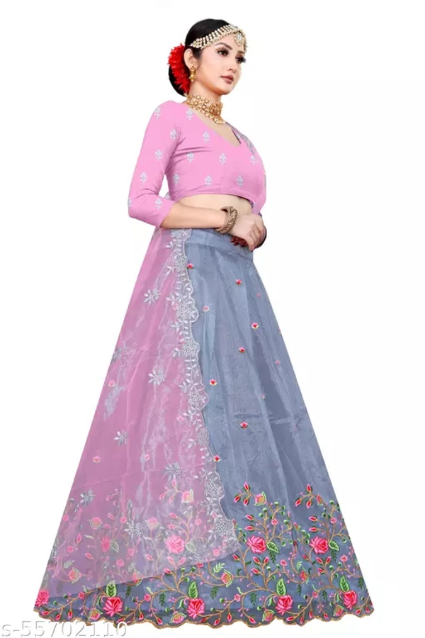 Grey Cool Looking Lehengas For Girls - Semi Stitched