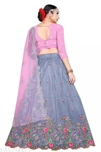 Grey Cool Looking Lehengas For Girls - Semi Stitched