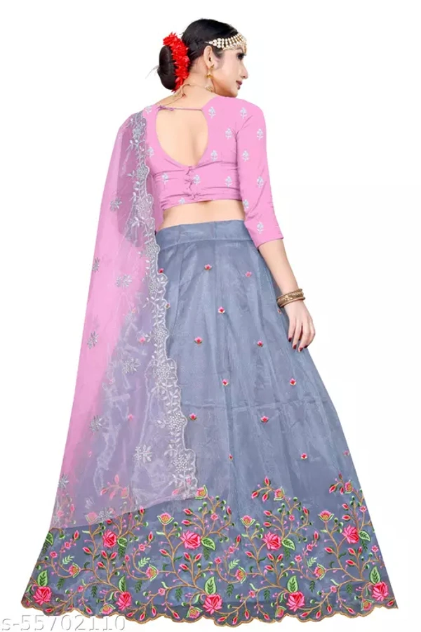 Grey Cool Looking Lehengas For Girls - Semi Stitched