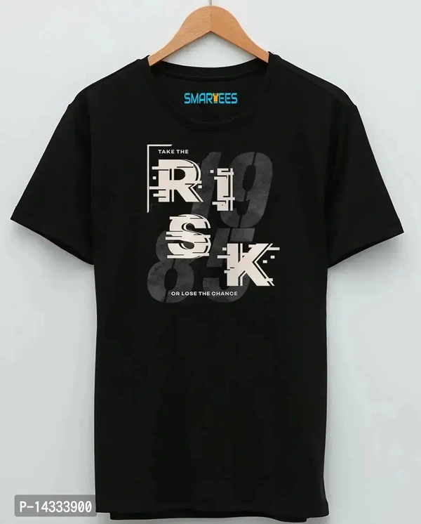 Black T Shirt With Design Take Risk Rounded Next T Shirt For Boys - M