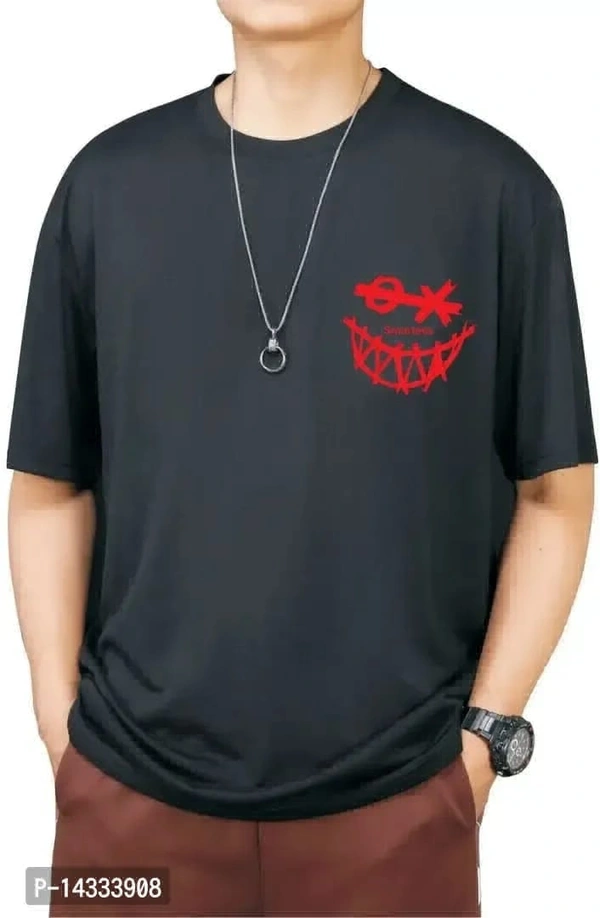 Black oversized bague t shirt for boys rounded neck - L