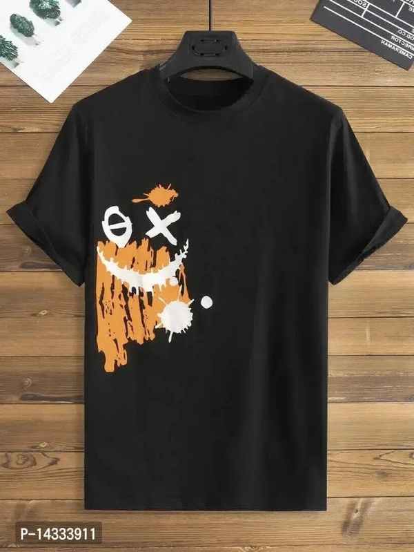 Black oversized bague t shirt for boys rounded neck - M