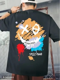 Black oversized bague t shirt for boys rounded neck - L