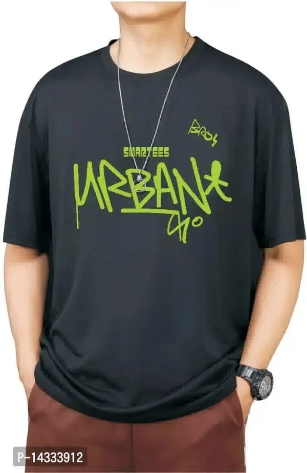 Black funky urban oversized bague t shirt for boys rounded neck - L