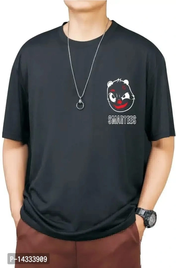 Black oversized bague t shirt for boys rounded neck - L