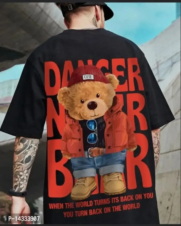 Black oversized bague t shirt for boys rounded neck - M