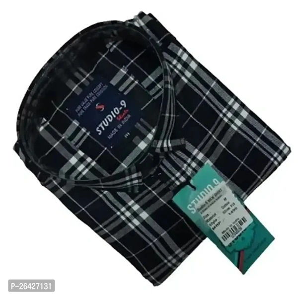 Checked Cotton Shirt Black For Boys - Xxl