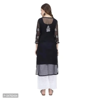 Mrs Right Boutique Design Chikankari Embroidery Kurti for Womens and Girls (Medium, Black) - M